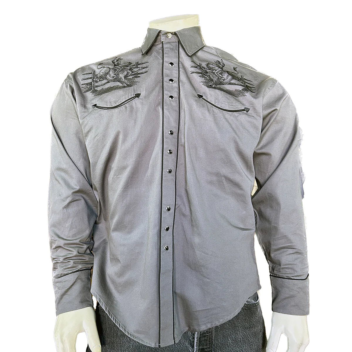 Rockmount Men's Bull Rider Shirt Front Khaki
