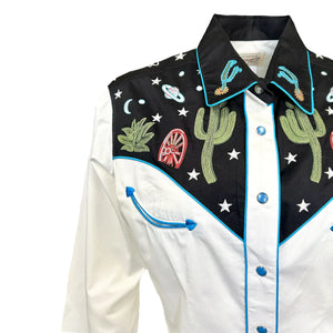 Ladies' Rockmount Cactus & Stars Embroidered Shirt Front
