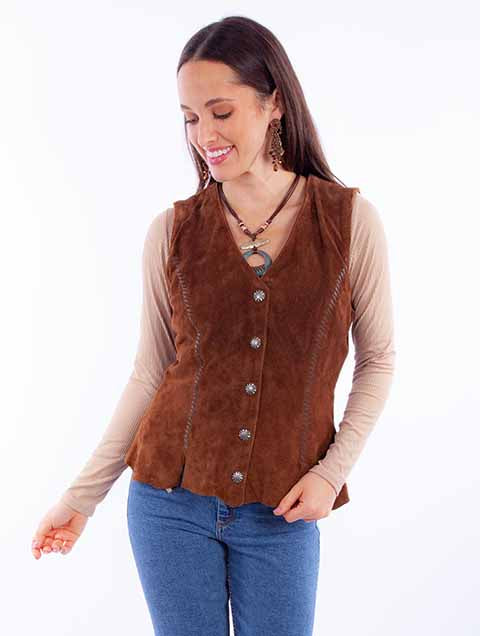 Scully Ladies' Snap Front Suede Vest Turquoise