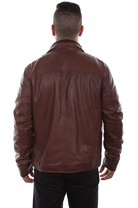 Scully Men's Leather Jacket with Quilted Insert Brown Front