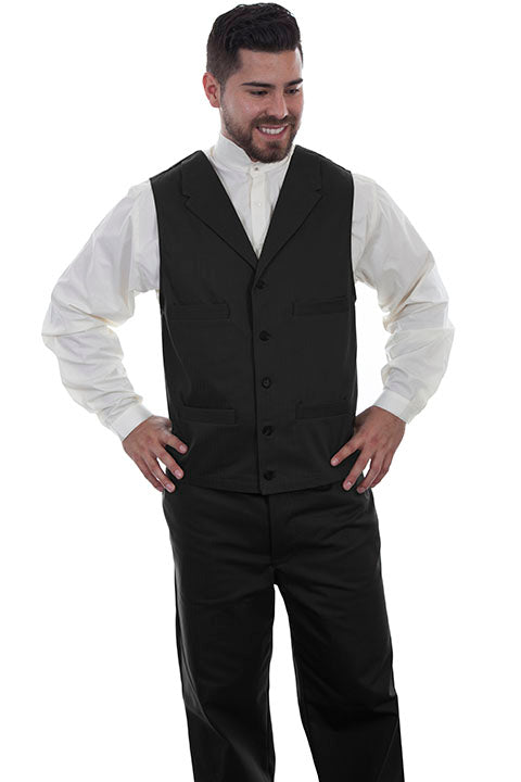 Scully Men's Herringbone Cotton Vest Black