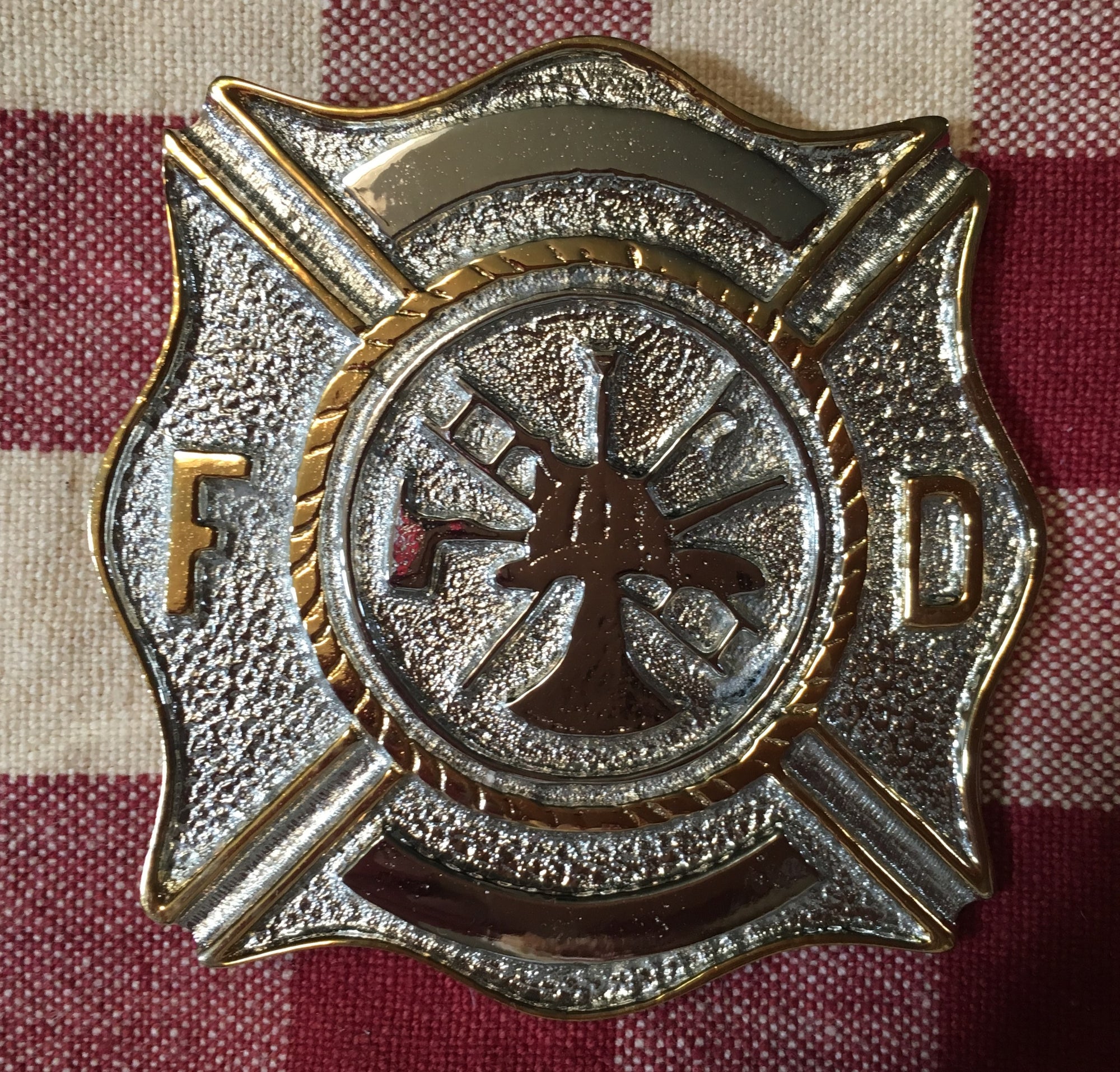 Trophy Buckle Fire Department Silver and Gold