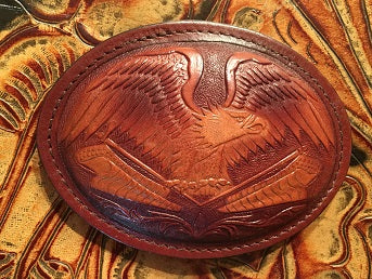Trophy Leather Buckle Oval with Eagle