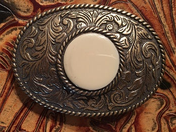 Oval Trophy Buckle With Ivory Center