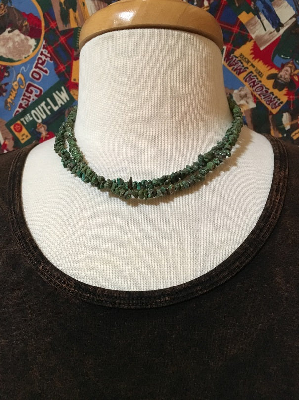 Two Grey Hills Native American Handcrafted Green Turquoise Necklace Set