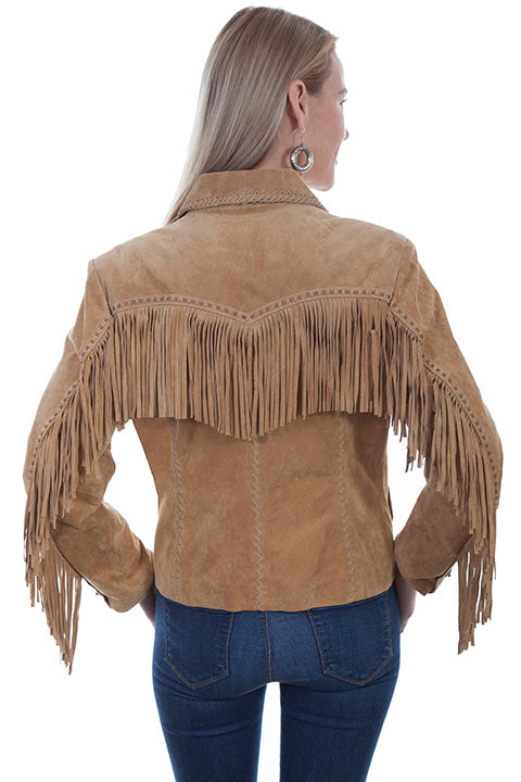 Scully Women's Suede Jacket with Fringe and Whip Stitching Front