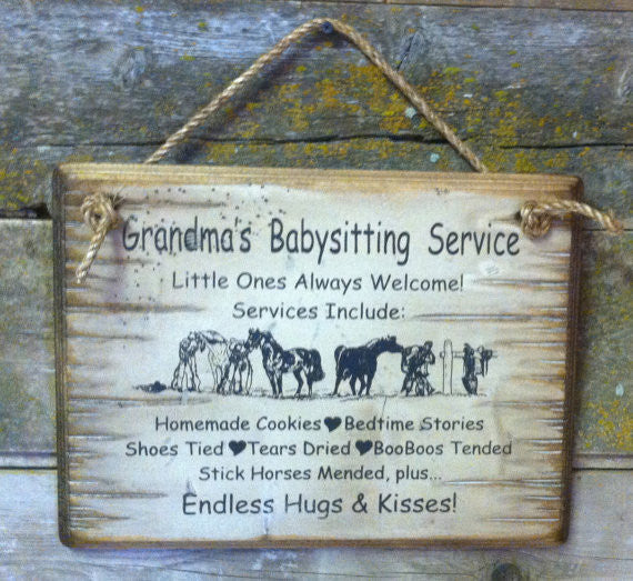 Western Wall Sign: Grandma's Baby Sitting Service