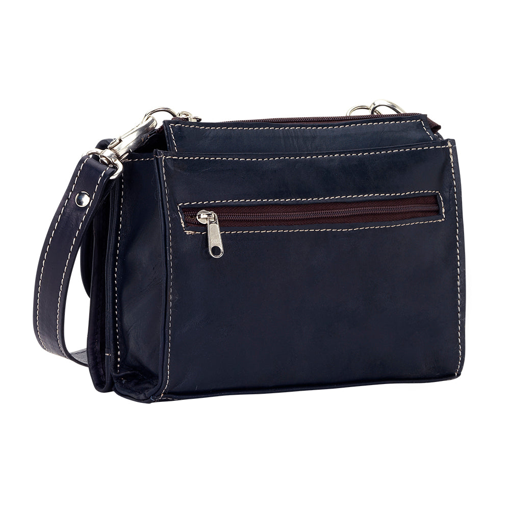 American West Texas Two Step Crossbody Wallet Combination, Navy Front View