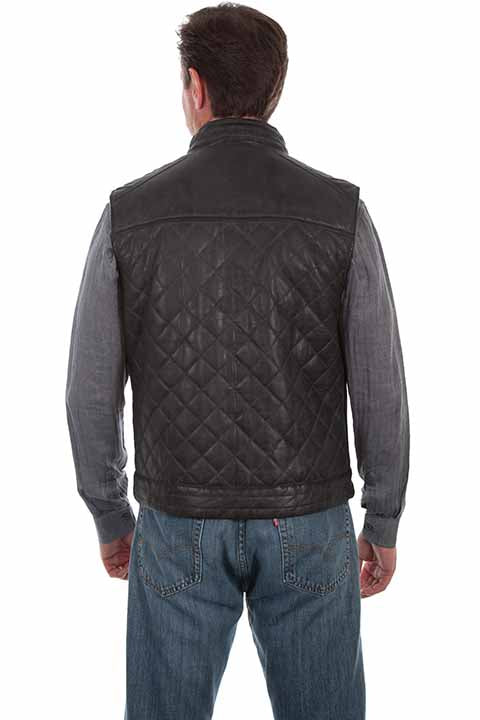 Scully Men's Quilted Leather Vest Black Front