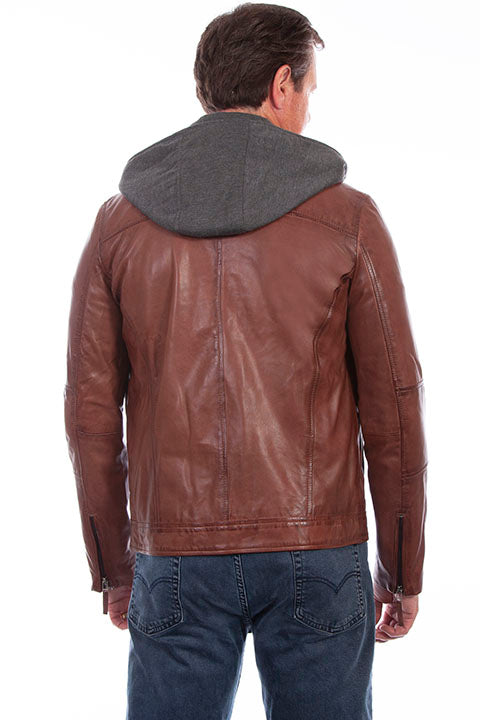 Scully Men's Leather Jacket with Zip Out Front and Hood 