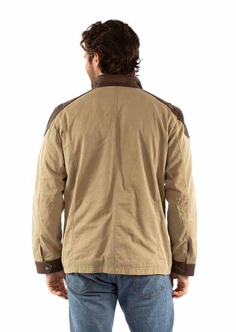 Scully Men's Canvas Leather Trim Jacket Sage Front