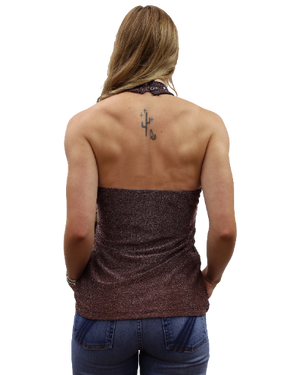 Liberty Wear Ladies' Metallic Halter Tank Back