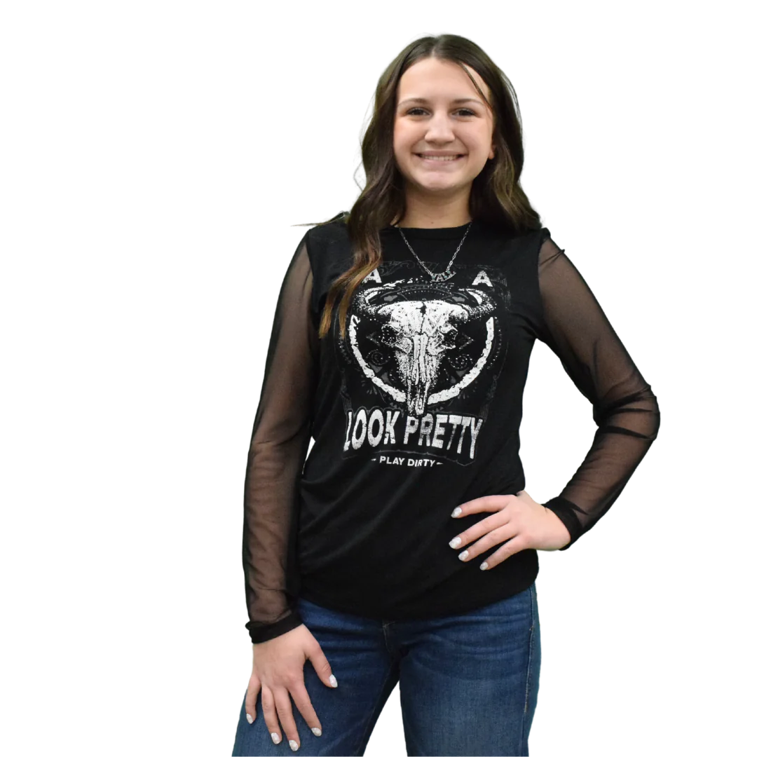 Liberty Wear Ladies' Look Pretty Top Black Front
