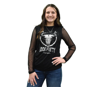 Liberty Wear Ladies' Look Pretty Top Black Front