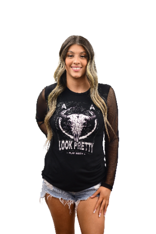 Liberty Wear Ladies' Look Pretty Top Black Front