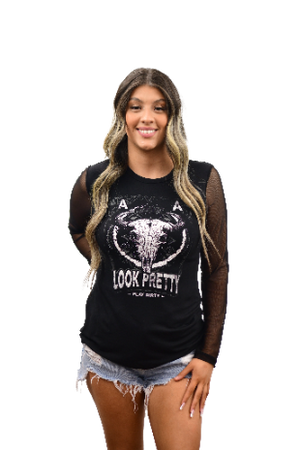 Liberty Wear Ladies' Look Pretty Top Black Front