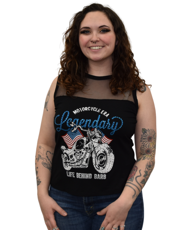 Ladies Liberty Wear Legendary Motorcycle Mesh Top Front