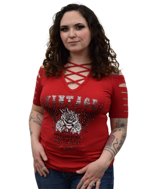 Ladies Liberty Wear Vintage American Rebel Top Front