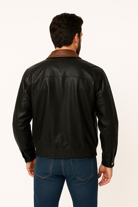 Scully Mens Featherlite Leather Jacket, Black Front View