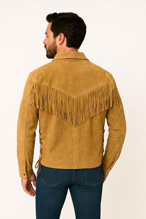 Scully Men's Old West Trapper Shirt, Fringe, Bourbon Back