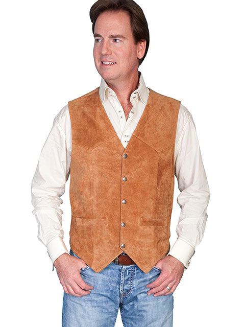 Scully Men's Leather Vest Rust Front View
