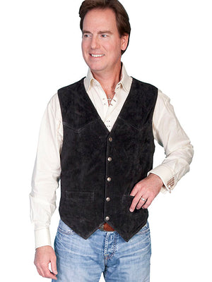 Scully Men's Suede Vest Black Front View