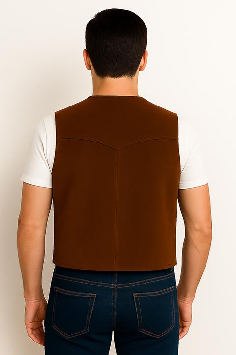 Scully Men's Suede Vest Brown Front View