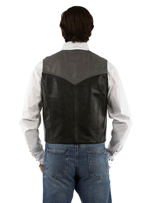 Scully Men's Leather Vest Grey Front View
