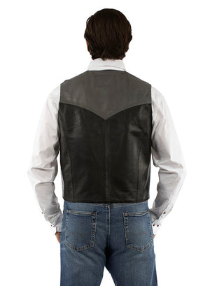Scully Men's Leather Vest Grey Back View