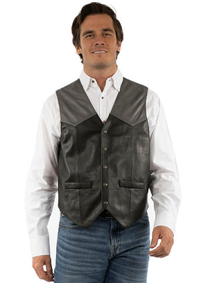 Scully Men's Leather Vest Grey Front View