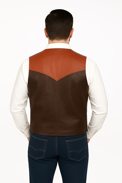 Men's Leather Vest Collection: Scully Western Chocolate Cognac