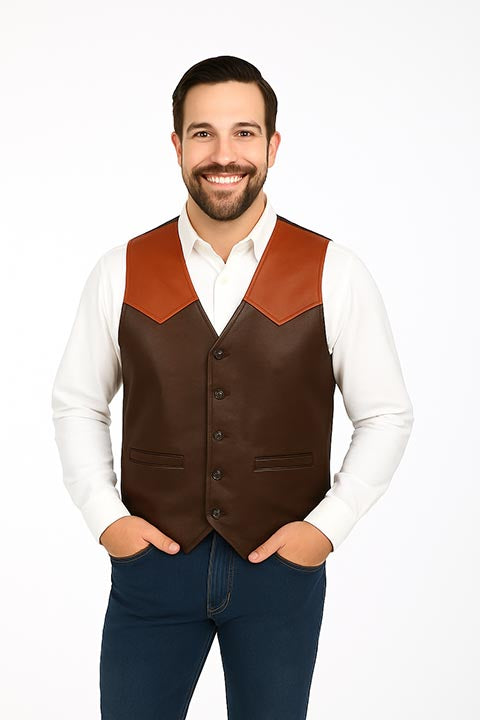 Men's Leather Vest Collection: Scully Western Chocolate Cognac