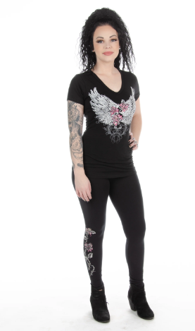 Liberty Wear Collection Leggings: Rhinestone Barbed Wire & Roses ...