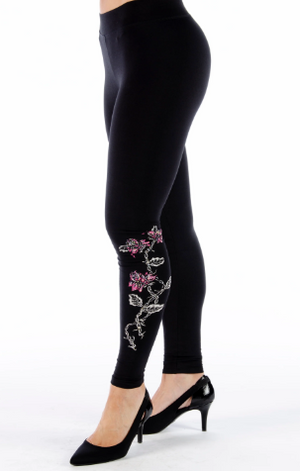 Liberty Wear Ladies' Barbed Wire and Roses Leggings Detail #5103