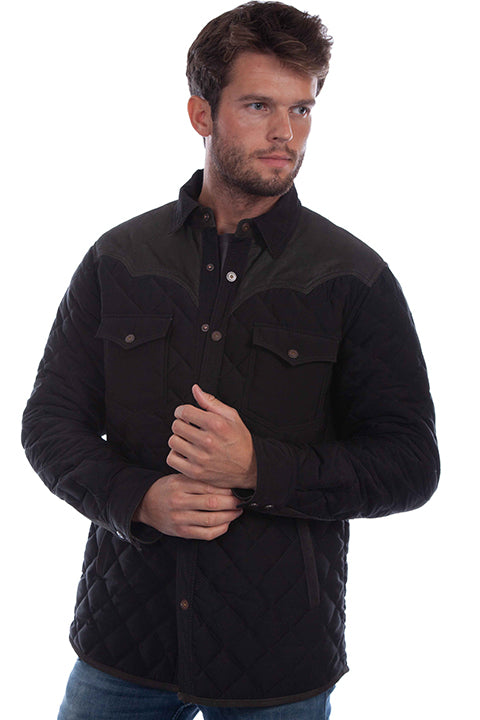 cully Men's Farthest Point Quilted Jacket Black Front