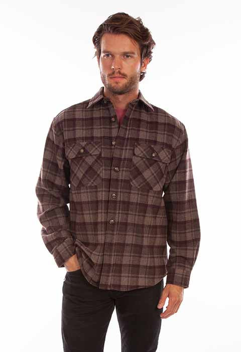 Scully Farthest Point Heavy Flannel Plaid Charcoal/Burgundy Front 