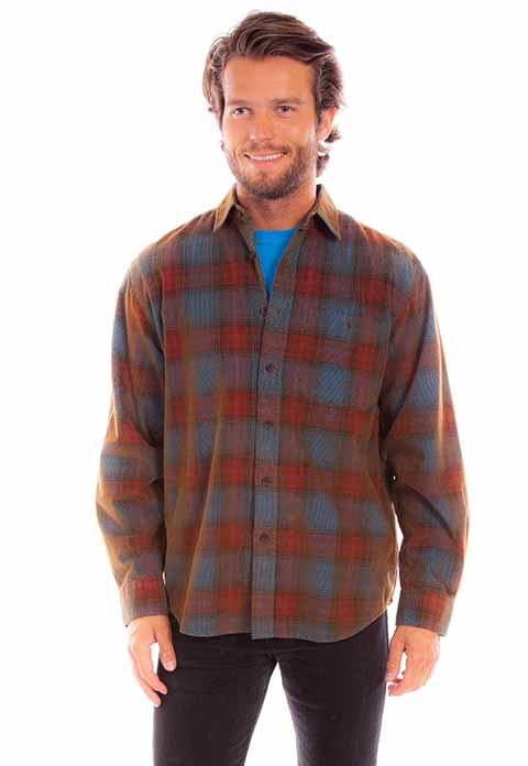 Scully Farthest Point Corduroy Red Blue Plaid Front