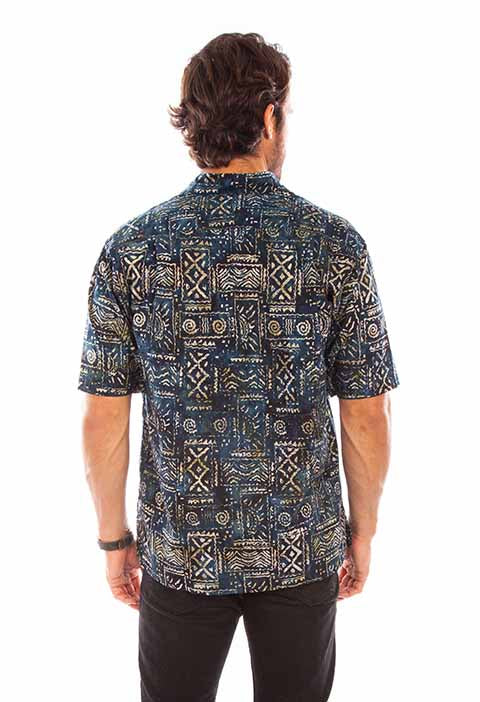 Scully Farthest Point Men's Batik Tribal Print Navy Back