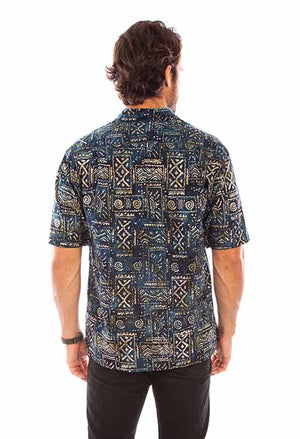 Scully Farthest Point Men's Batik Tribal Print Navy Back
