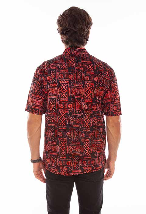Scully Farthest Point Men's Batik Tribal Print Red Back