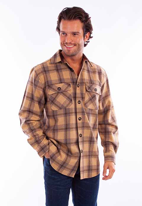 Scully Farthest Point Wool Flannel Plaid Charcoal Front 
