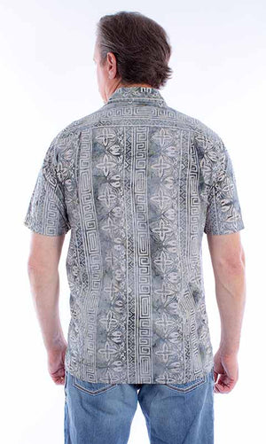 Scully Farthest Point Men's Batik Shirt Blue Back