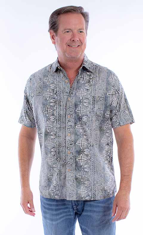 Scully Farthest Point Men's Batik Shirt Blue