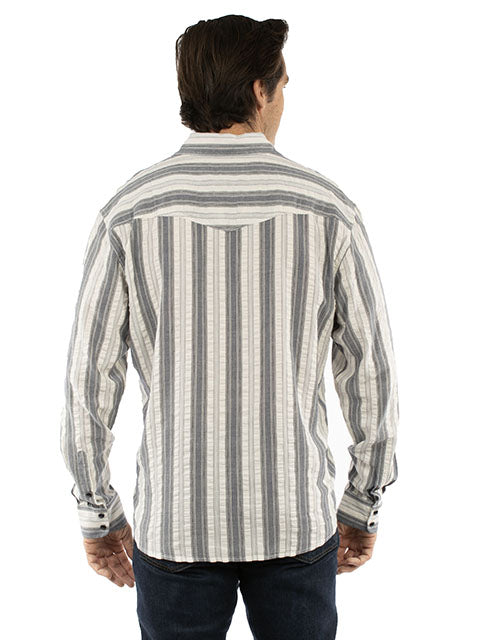 Scully Farthest Point Men's Seersucker Stripe Blue Shirt Back