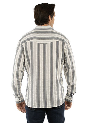 Scully Farthest Point Men's Seersucker Stripe Blue Shirt Back