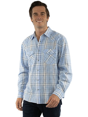 Scully Farthest Point Men's Plaid Shirt Blue Front