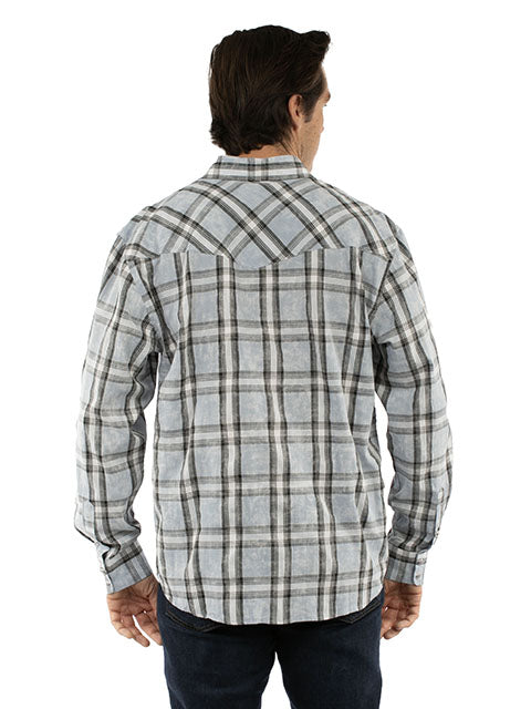 cully Men's Farthest Point Plaid Shirt Grey Back