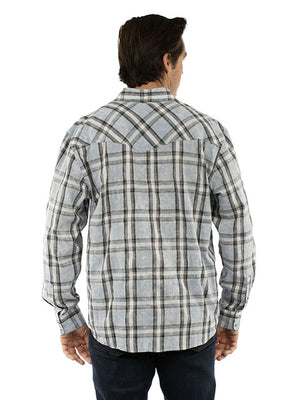 cully Men's Farthest Point Plaid Shirt Grey Back