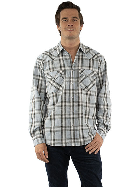 Scully Farthest Point Men's Plaid Shirt Grey Front