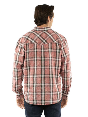 cully Men's Farthest Point Plaid Shirt Red Back
